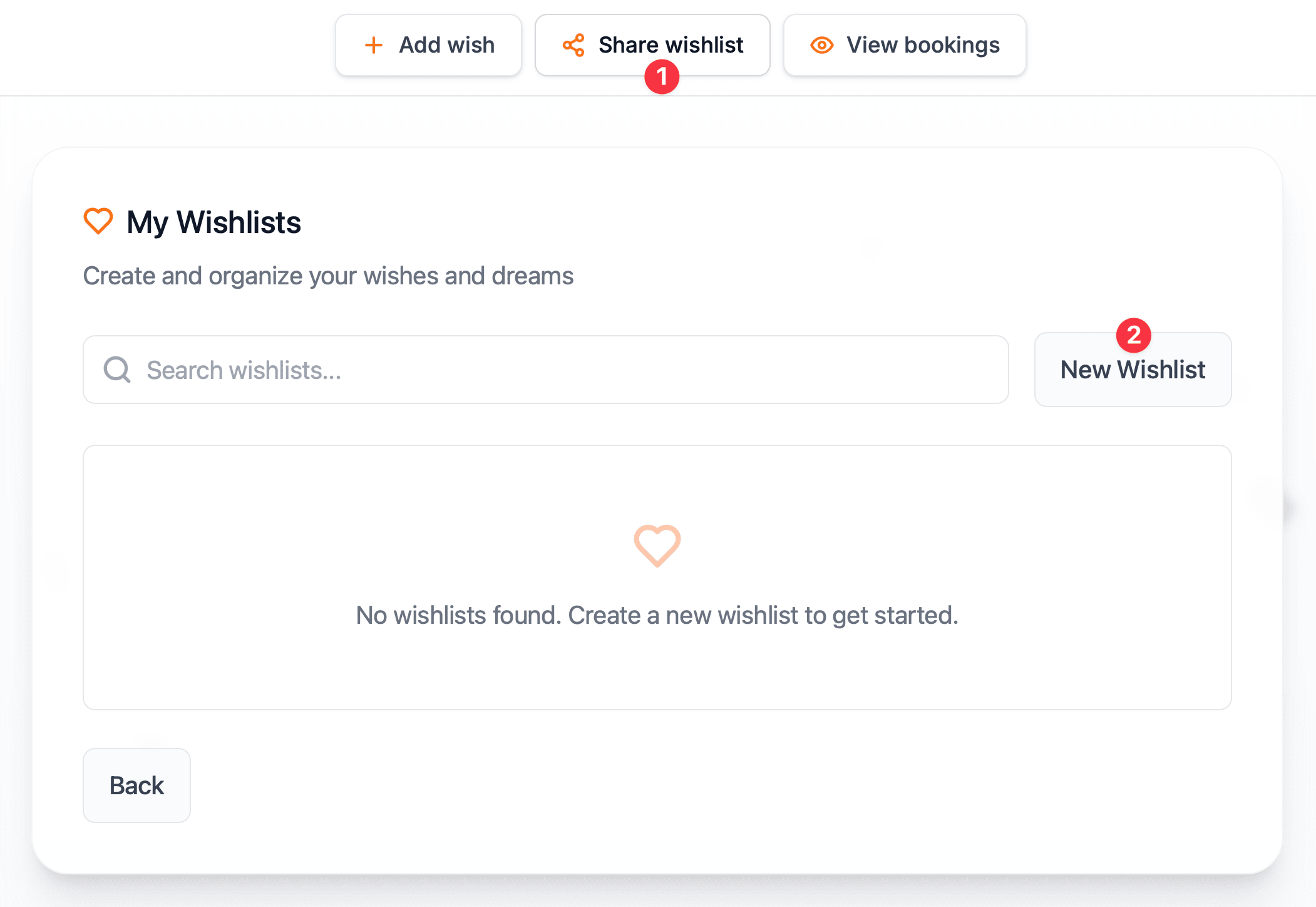Creating a new wishlist
