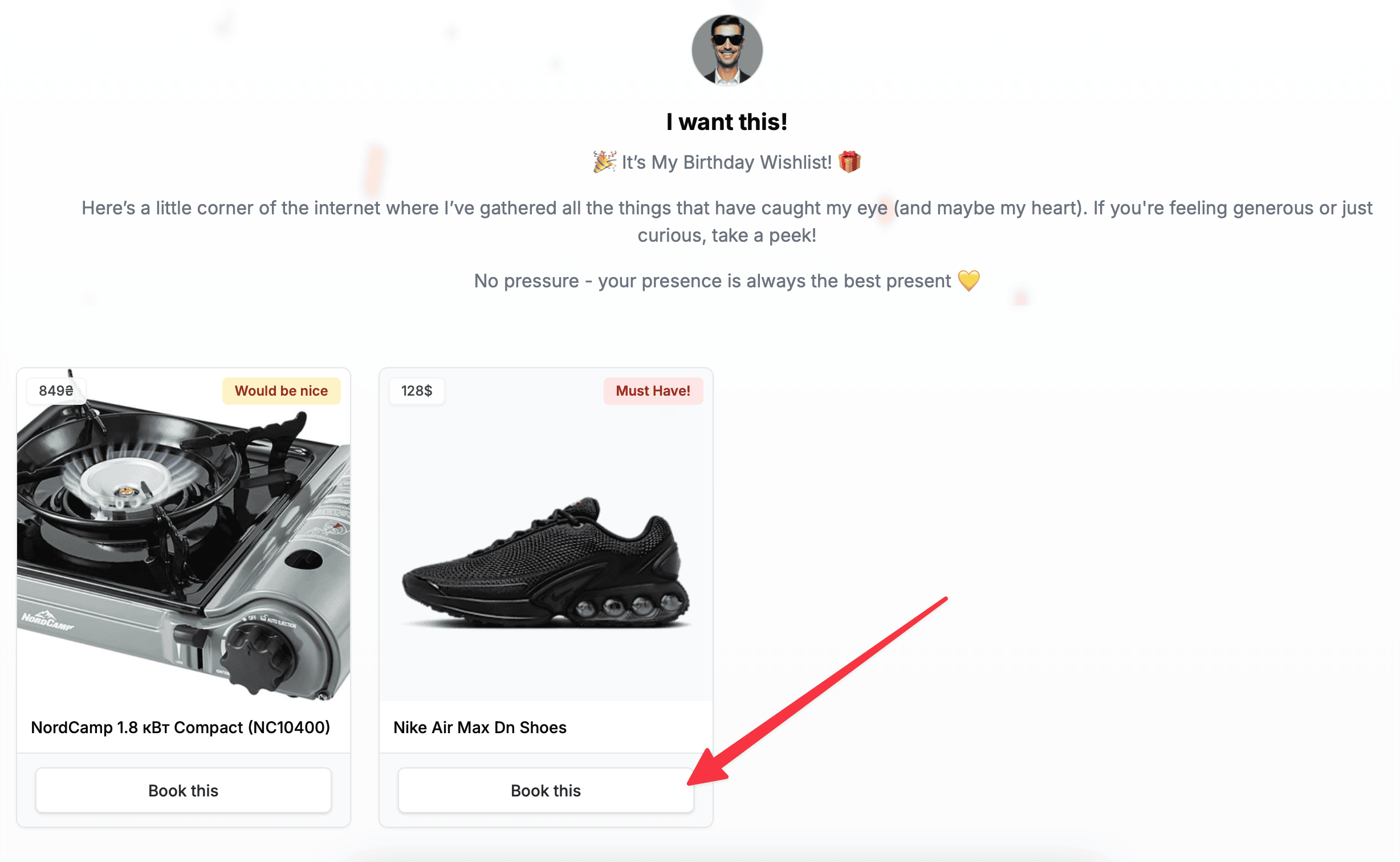 Show reservations on a wishlist